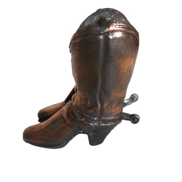 Vtg Metal Copper color Cowboy boots Figurine shelf sitter Niagra Falls Souvenir - Picture 3 of 7